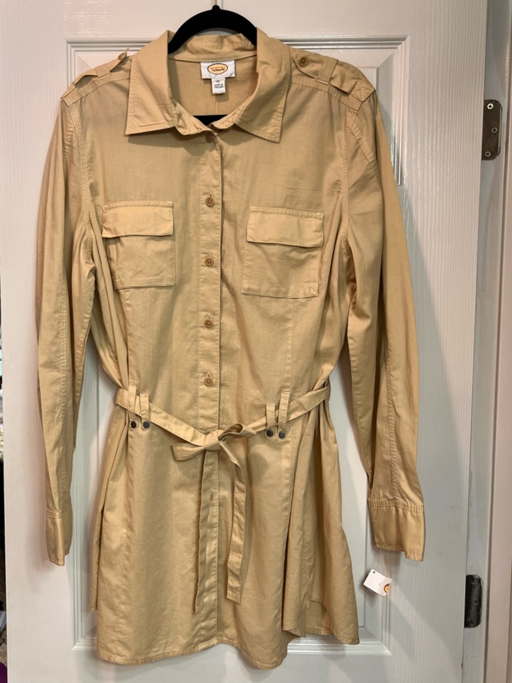 Light Tan Utility Shirt/Tunic with Waist Tie  
Talbots NWT. Size XL 100% cotton